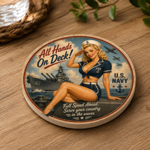 Alternative view of Vintage War Pinup Coasters